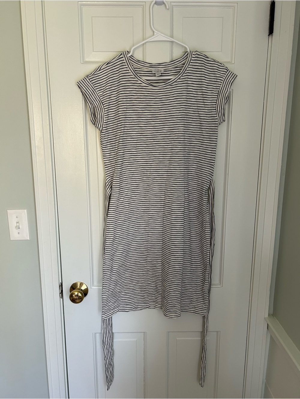 J. Crew Black & White Striped Midi Tee Dress - Picture 3 of 4